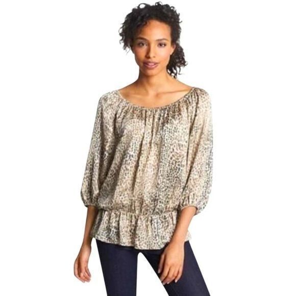 Vince Camuto Cheetah Print Peplum Blouse - Picture 1 of 4